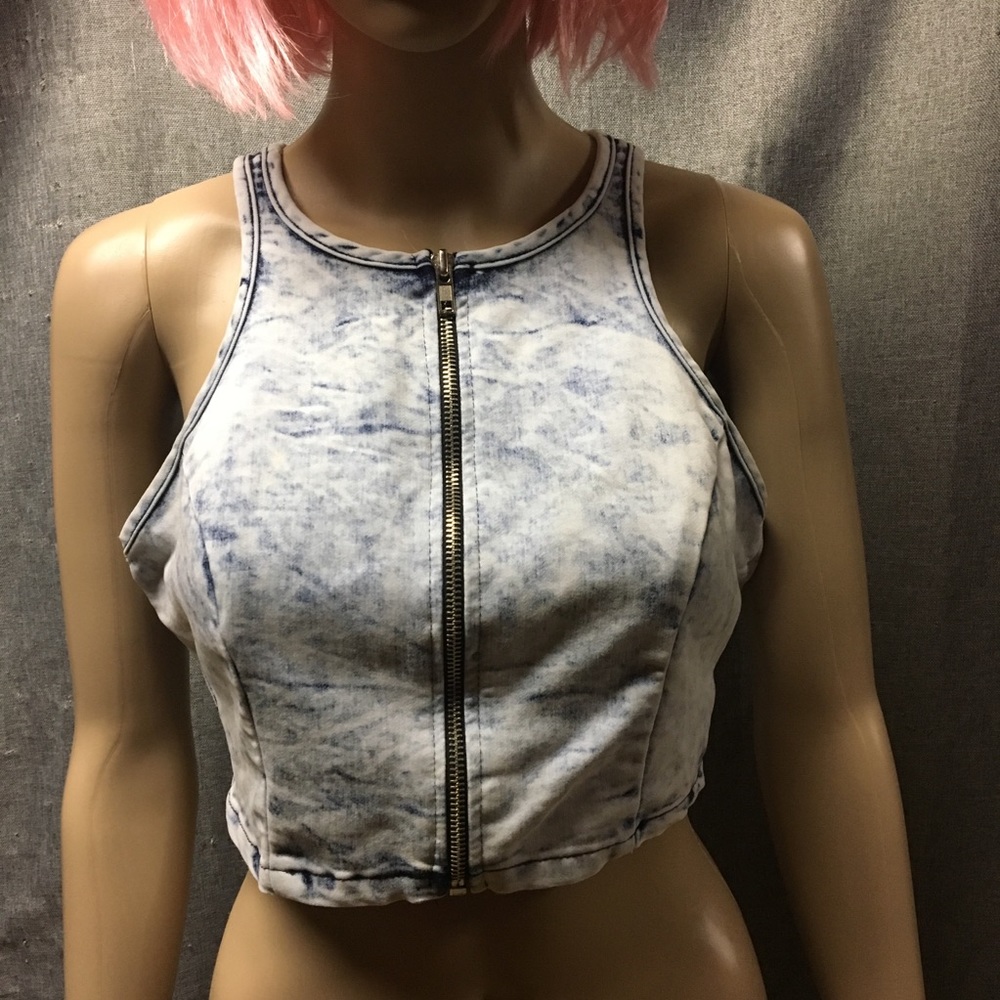 Acid Wash Denim Crop Top
